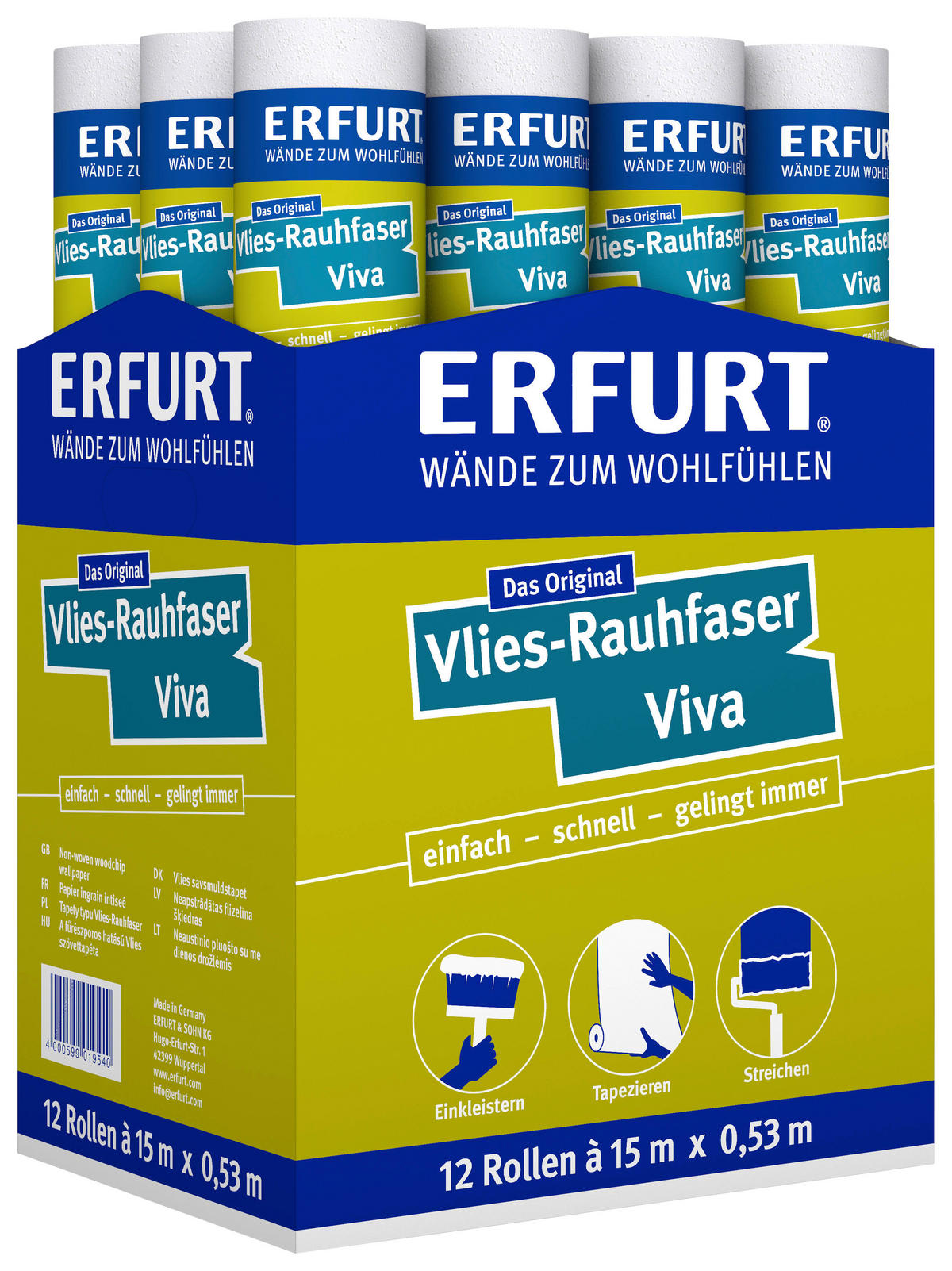 Erfurt Rauhfaser weiß B/L: ca. 53x1500 cm Vliesrauhfaser_Erfurt 15m Viva - weiß (53,00/1500,00cm) - Erfurt
