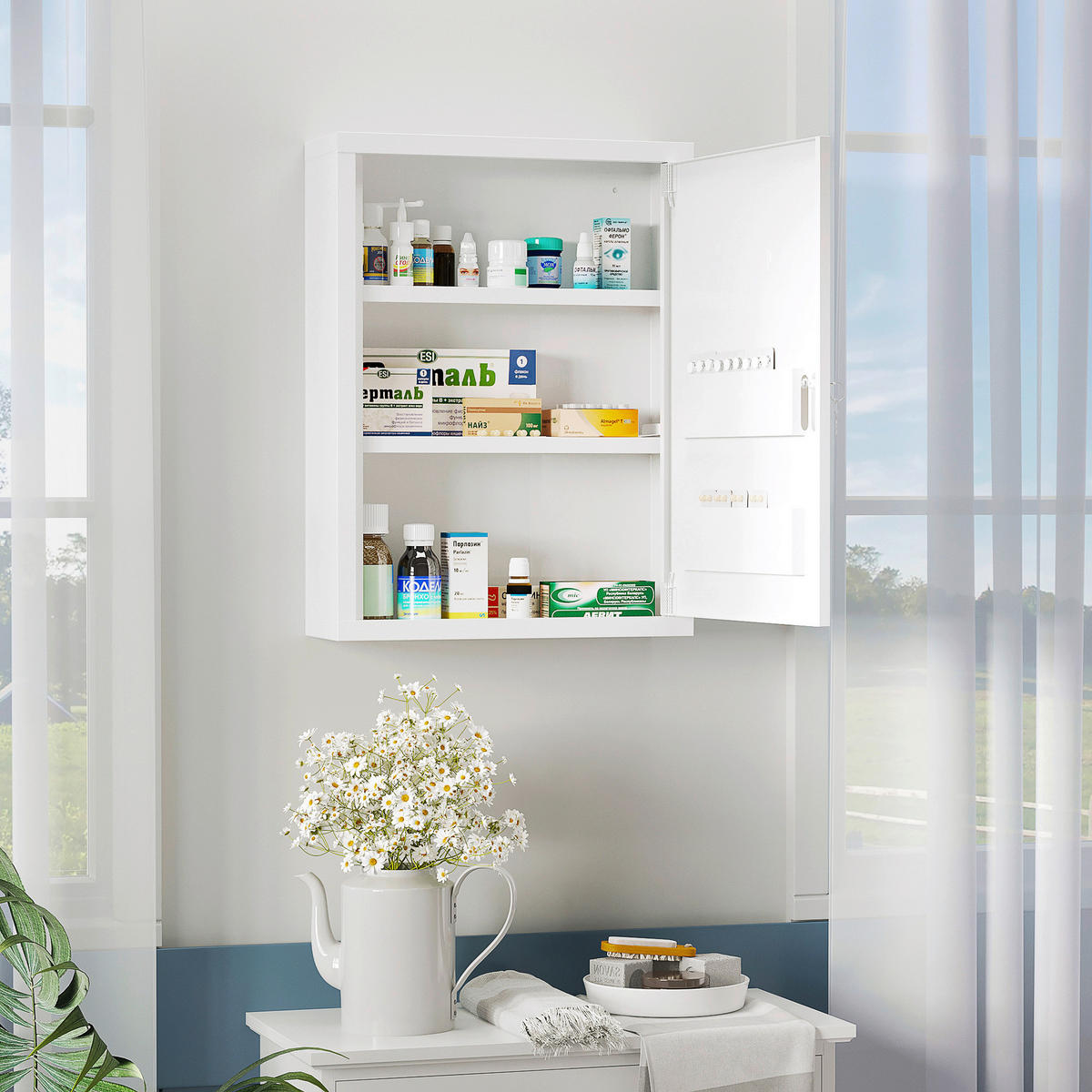 kleankin Medizinschrank weiß Polypropylen B/H/L: ca. 15x40x53,5 cm Medizinschrank - weiß (53,50/15,00/40,00cm) - kleankin
