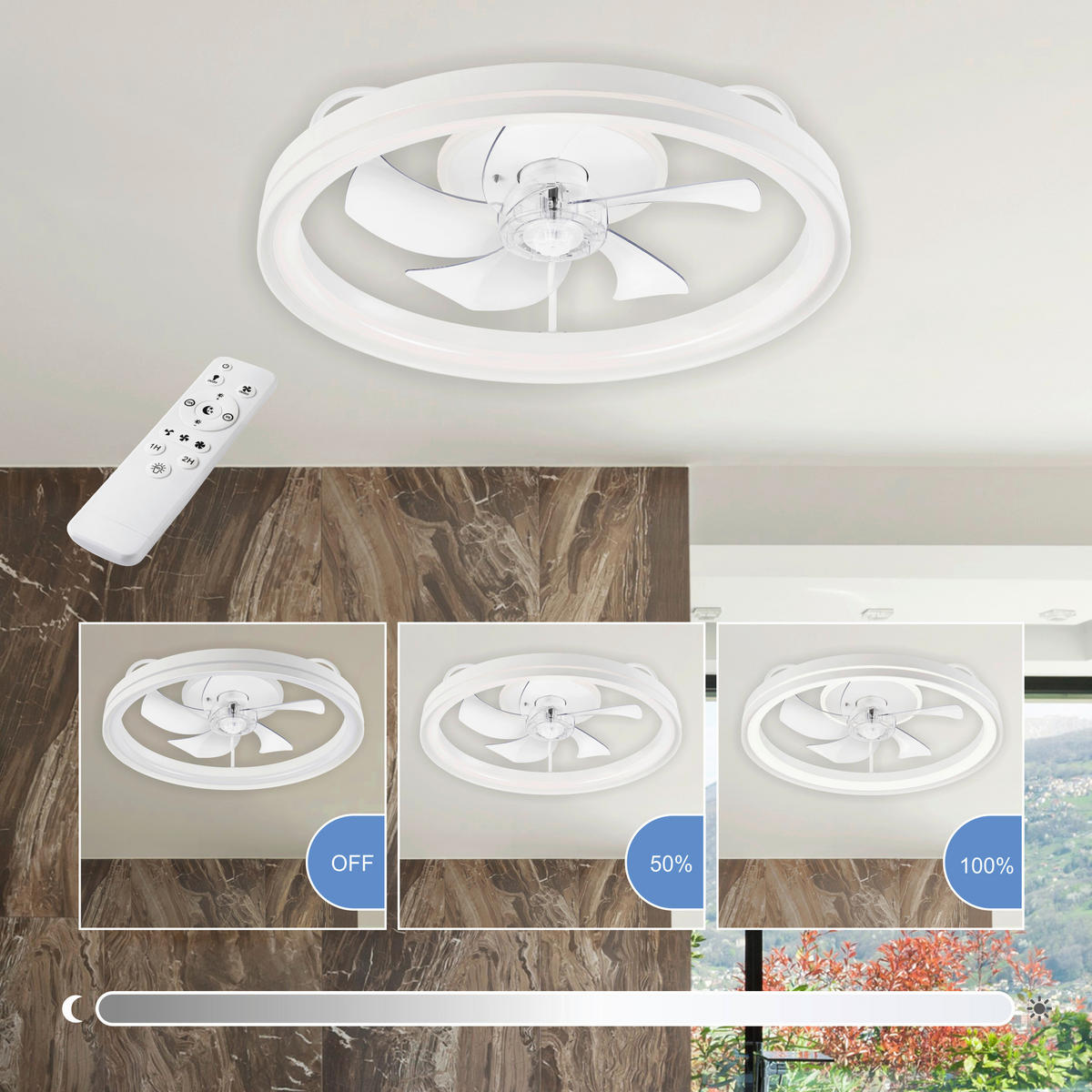 Lamkur LED-Deckenventilator FALCO 49885 weiß H/L: ca. 17x50 cm max. 40 W Falco - weiß (50,00cm) - Lamkur