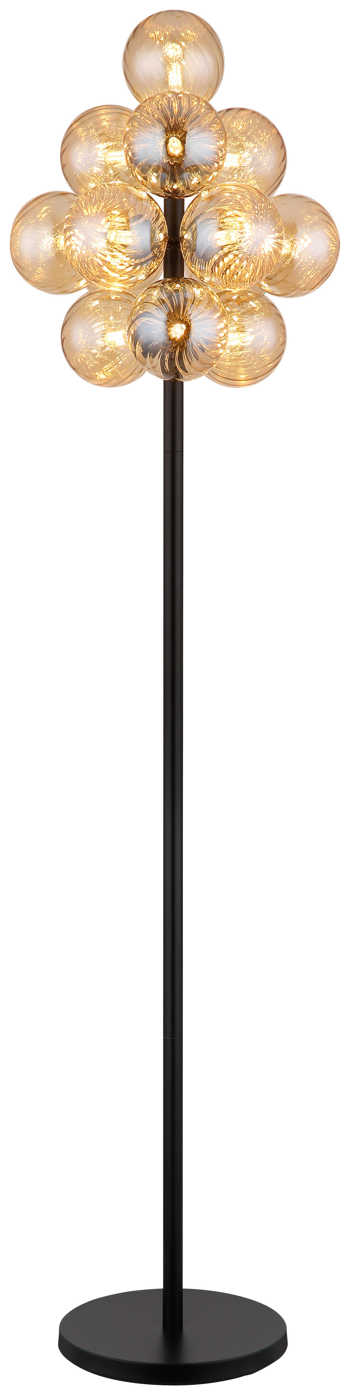 GLOBO LED-Stehleuchte amber schwarz Metall Glas H/D: ca. 160x39,5 cm 13 Brennstellen CONOR - schwarz/amber (39,50/160,00cm) - GLOBO