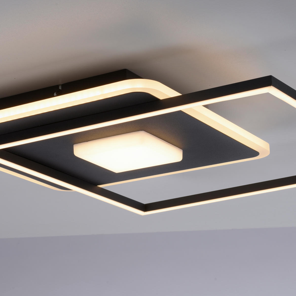 Just Light LED-Deckenleuchte DOMINO 15045-18 weiß schwarz Metall Kunststoff B/H/T: ca. 45x6,5x45 cm 1 Brennstellen DOMINO - weiß/schwarz (45,00/6,50/45,00cm) - Just Light