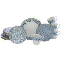 CreaTable Tafelservice Euböa blau Steingut 16 tlg. Euböa - blau (33,00/33,00/30,50cm) - CreaTable
