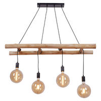 Just Light Pendelleuchte 15025-18 schwarz Holz Metall Kunststoff H/T/L: ca. 120x30x120 cm E27 4 Brennstellen Pendelleuchte_Edgar - schwarz (120,00cm) - Just Light