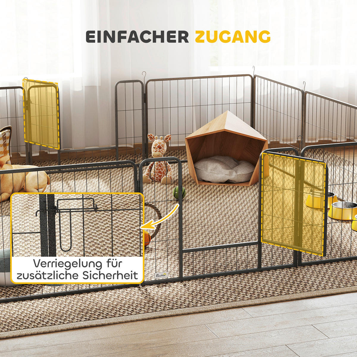 PawHut Welpenauslauf schwarz Stahl B/H/L: ca. 1,5x60x80 cm Welpenauslauf - schwarz (80,00/1,50/60,00cm) - PawHut