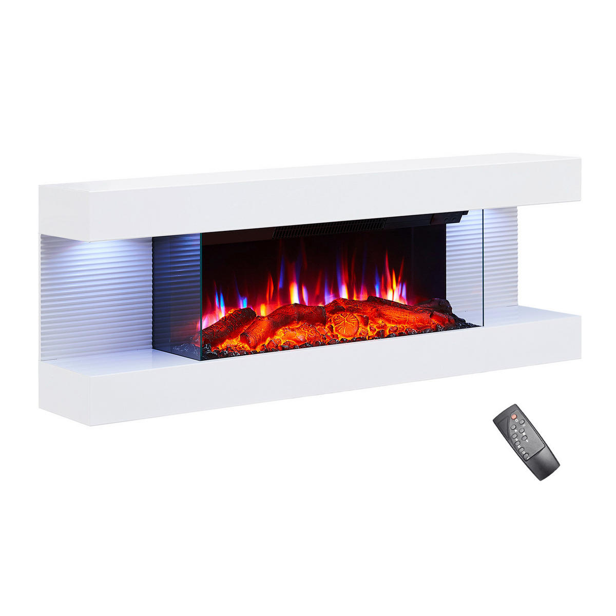 Balderia Elektrischer-Kamin weiß Metall B/H/T: ca. 112x41,8x21,6 cm Lumina - weiß (112,00/41,80/21,60cm) - Balderia