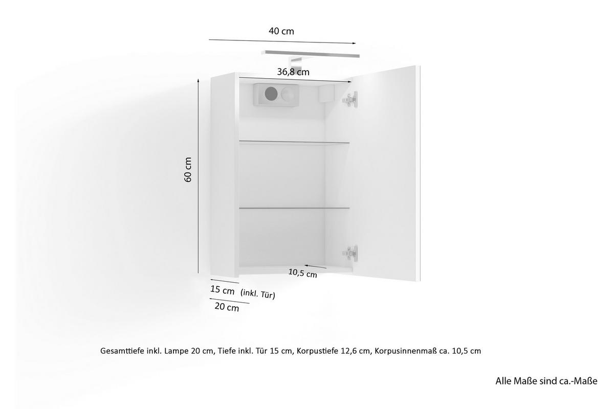 Spiegelschrank SPREE anthrazit B/H/T: ca. 40x60x15 cm SPREE - anthrazit (40,00/60,00/15,00cm) - byLIVING