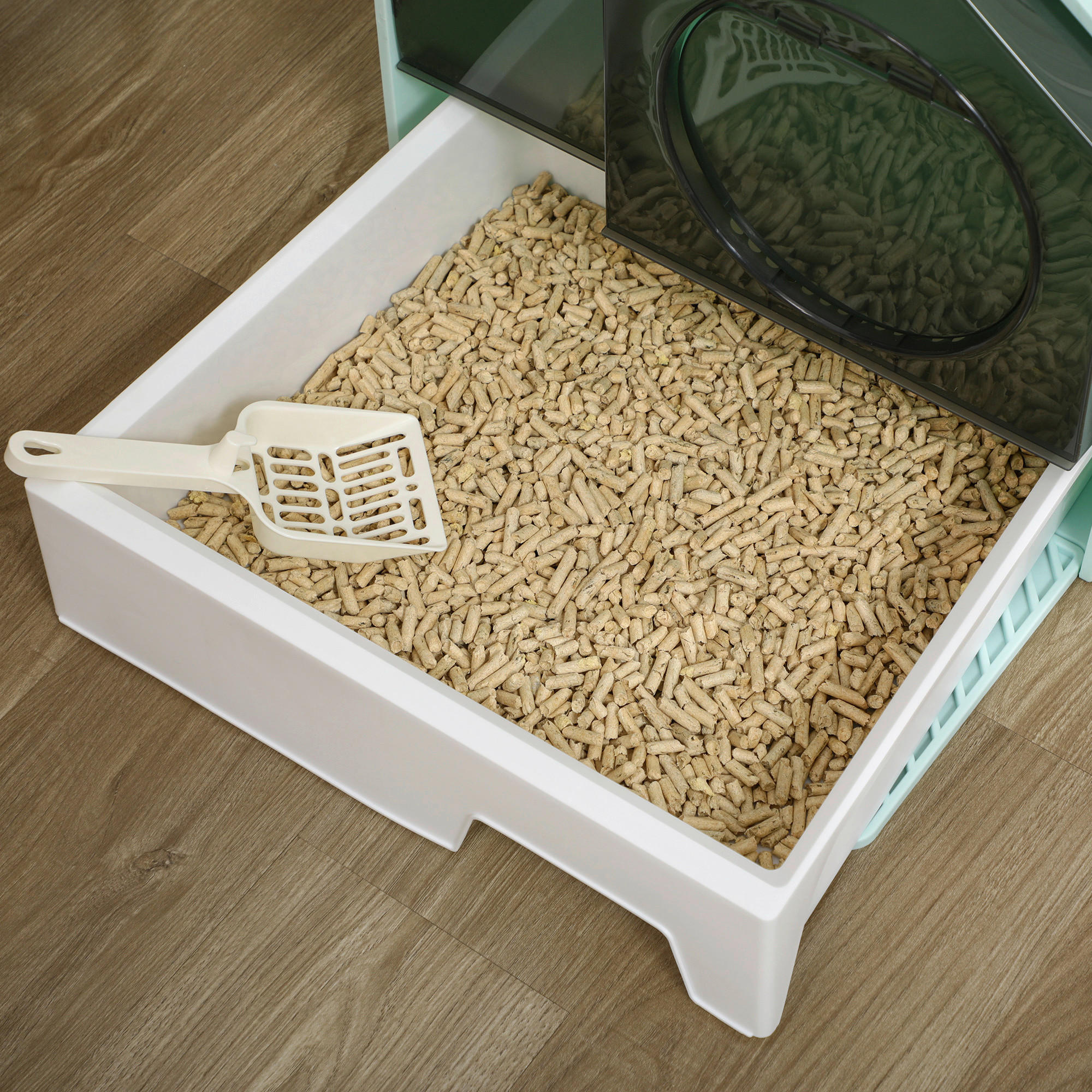 PawHut Katzen-Zubehör hellblau Edelstahl B/H/L: ca. 45x47x42 cm Katzentoilette - hellblau (42,00/45,00/47,00cm) - PawHut