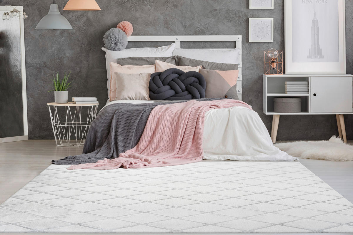 360Living Teppich Vivica graublau B/L: ca. 160x230 cm Vivica - weiß/graublau (160,00/230,00cm) - 360Living