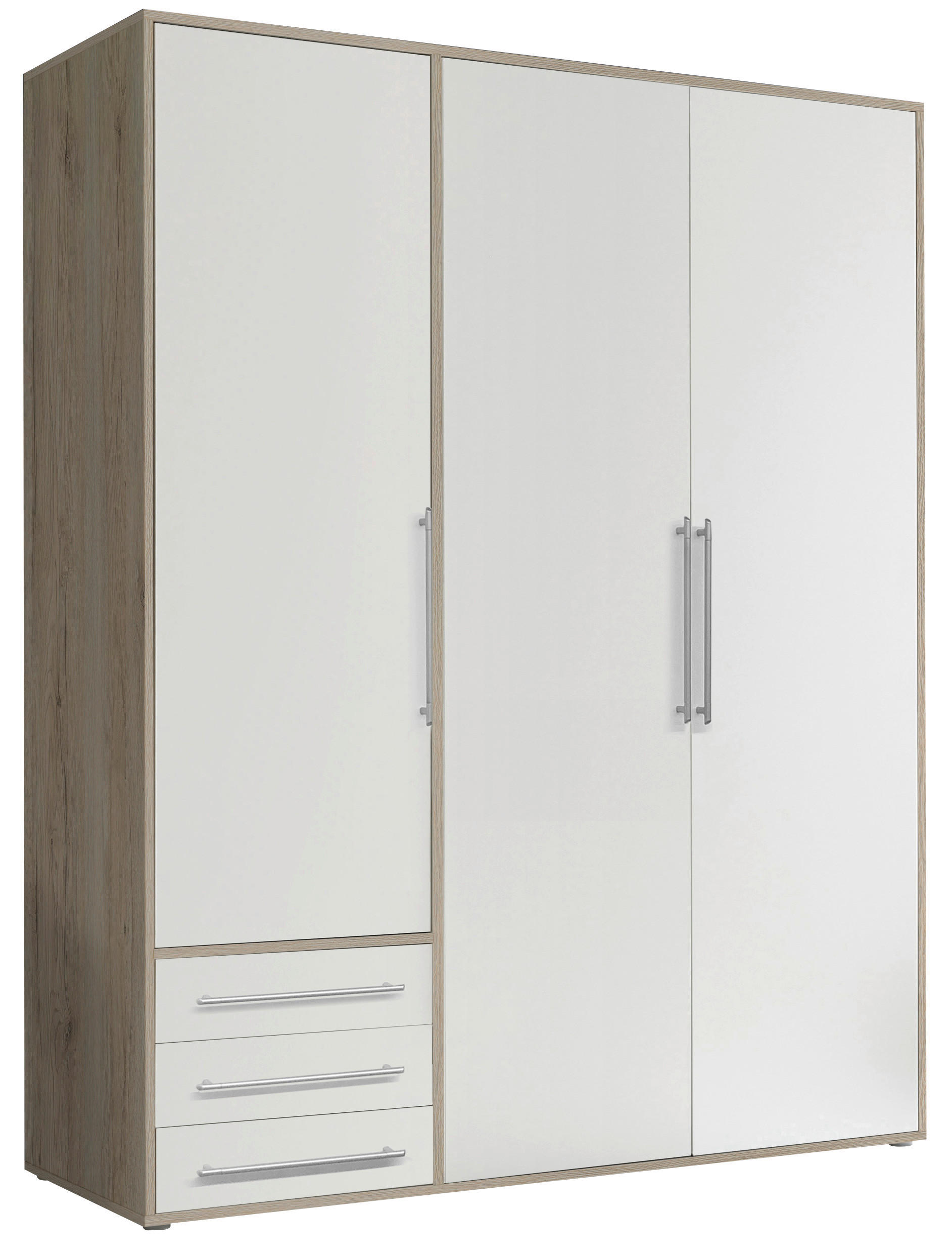 Kleiderschrank Lyss Eiche San-Remo Nachbildung weiß B/H/T: ca. 155x194x58 cm Lyss - Eiche/weiß (155,00/194,00/58,00cm)