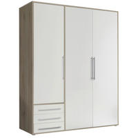 Kleiderschrank Lyss Eiche San-Remo Nachbildung weiß B/H/T: ca. 155x194x58 cm Lyss - Eiche/weiß (155,00/194,00/58,00cm)