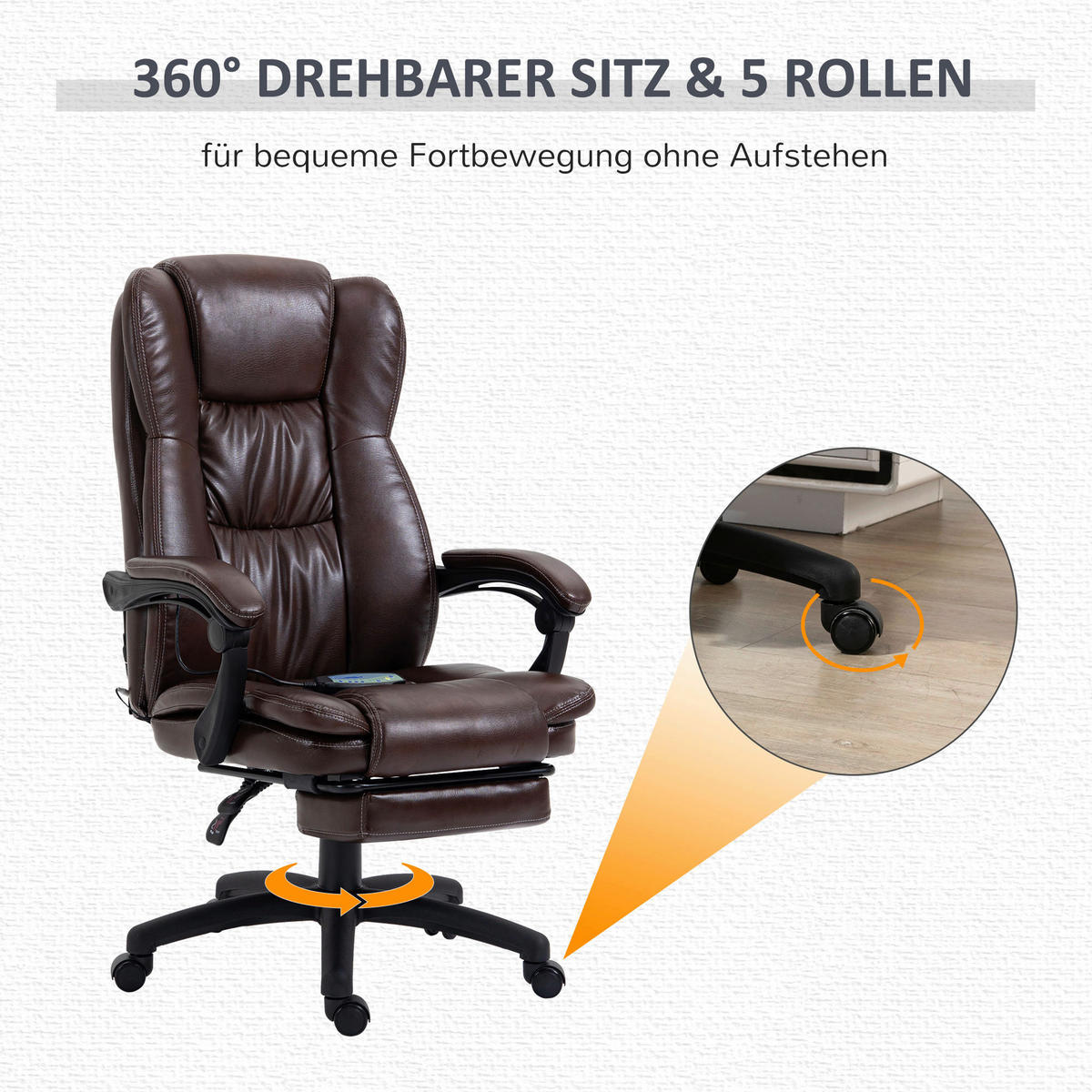 Drehstuhl 921-539V90BN braun 921-539V90BN - braun (68,50/113,00/68,50cm) - Vinsetto