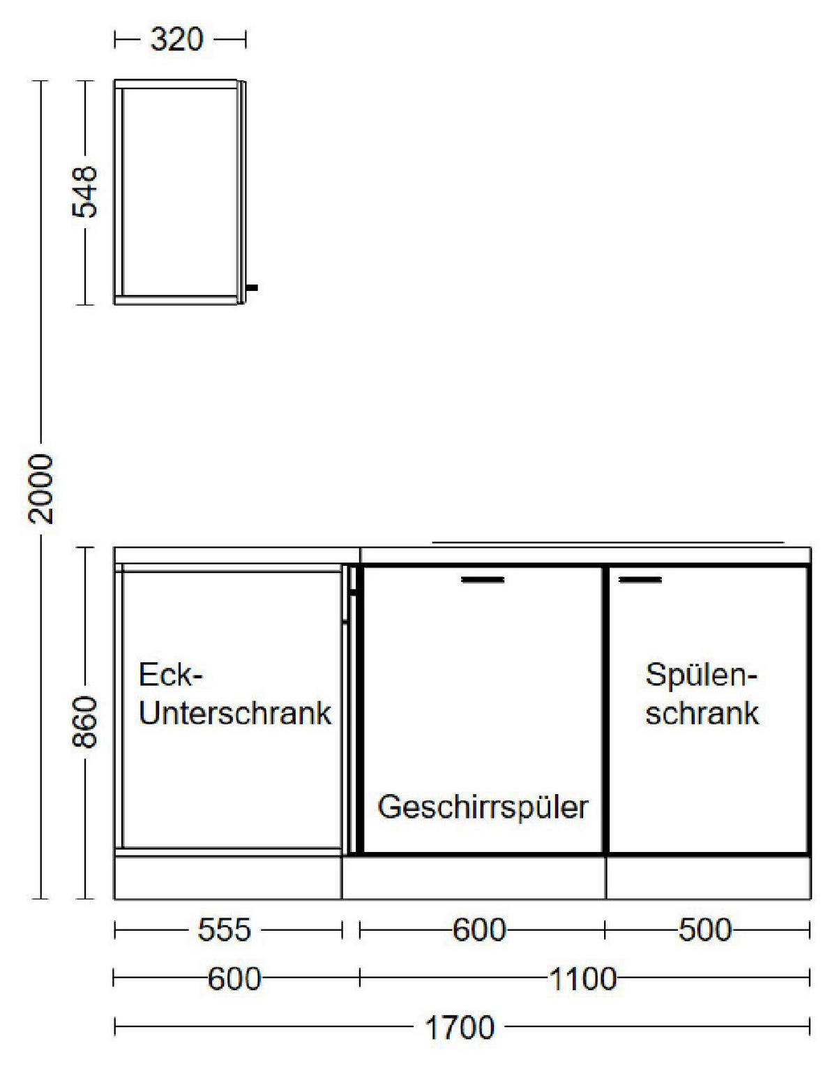 Winkelküche Cara grün matt B/H/T: ca. 280x200x60 cm Cara - schwarz/grün (280,00/200,00/60,00cm) - Flex-Well