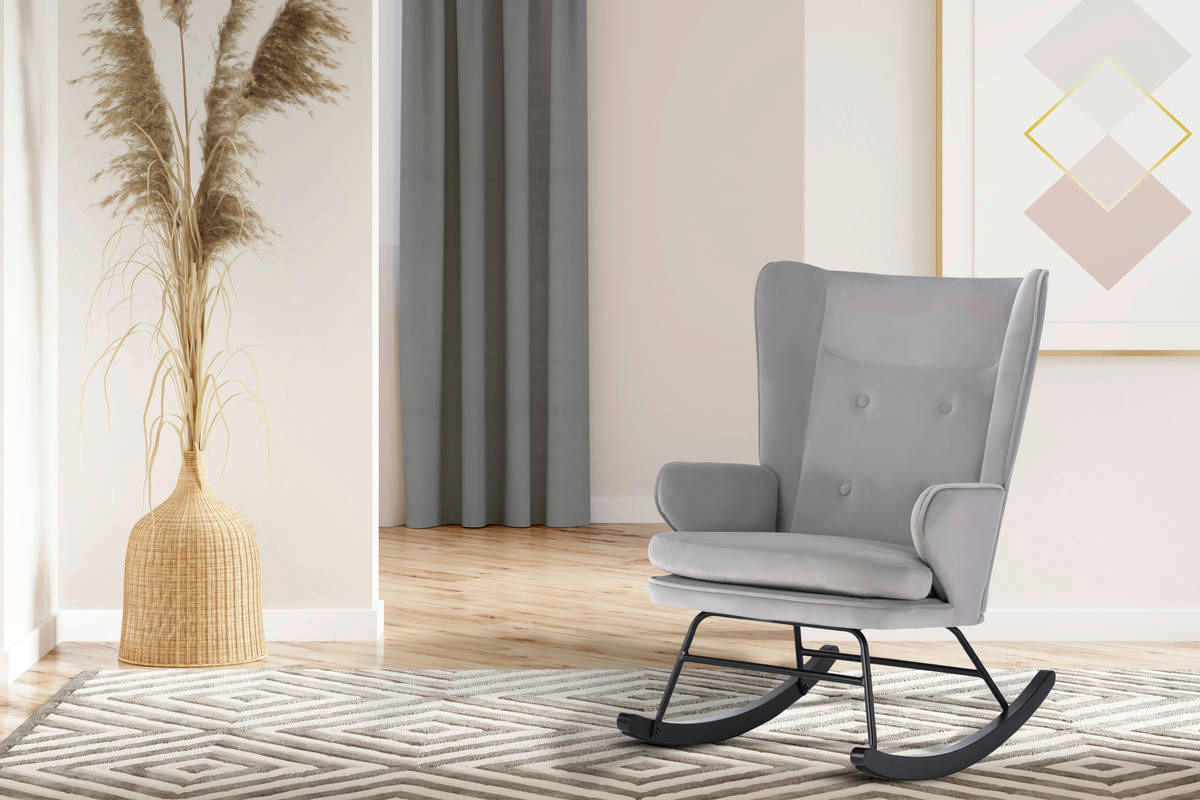 Schaukelstuhl Melorie 100 grau B/H/T: ca. 86x95x65 cm Melorie 100 - schwarz/grau (86,00/95,00/65,00cm) - 360 Living