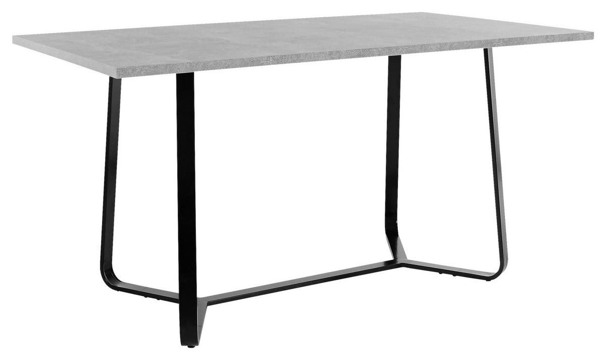 Tisch TALEA Beton Optik schwarz pulverbeschichtet B/H/T: ca. 140x76x90 cm TALEA - Beton/schwarz (140,00/76,00/90,00cm) - byLIVING