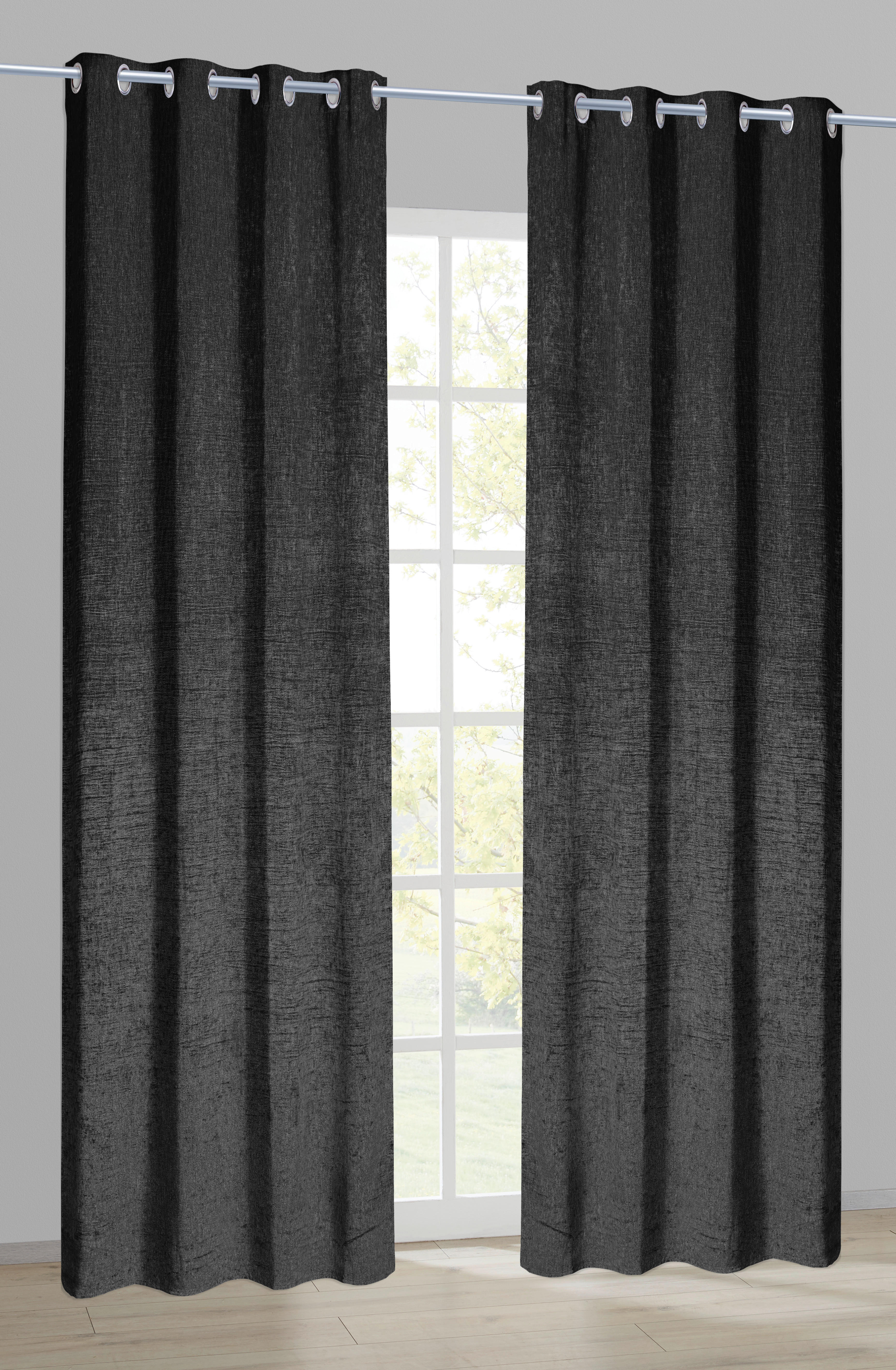 Ösenvorhang Chenille schwarz B/L: ca. 140x245 cm Chenille - schwarz (140,00/245,00cm)