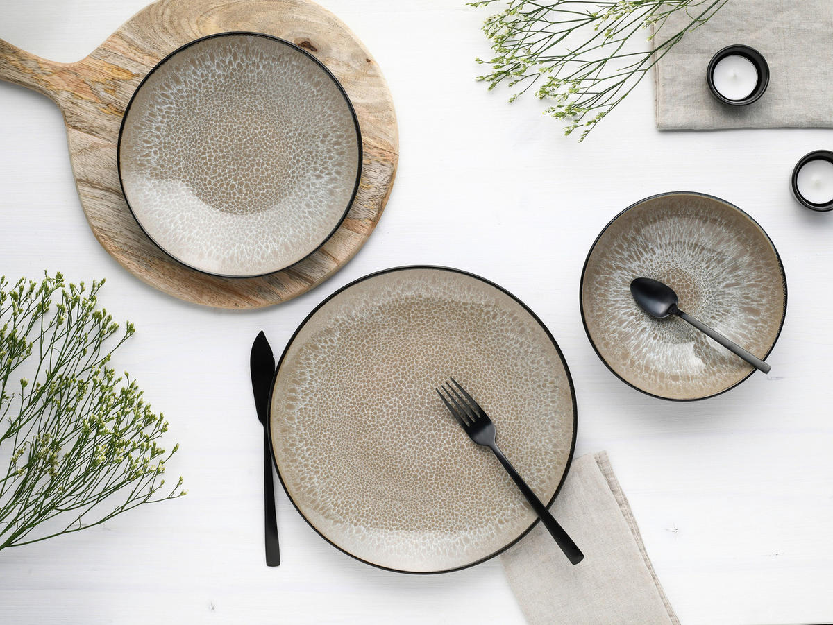 CreaTable Tellerset Malmö beige Steinzeug 18 tlg. Malmö - beige - CreaTable