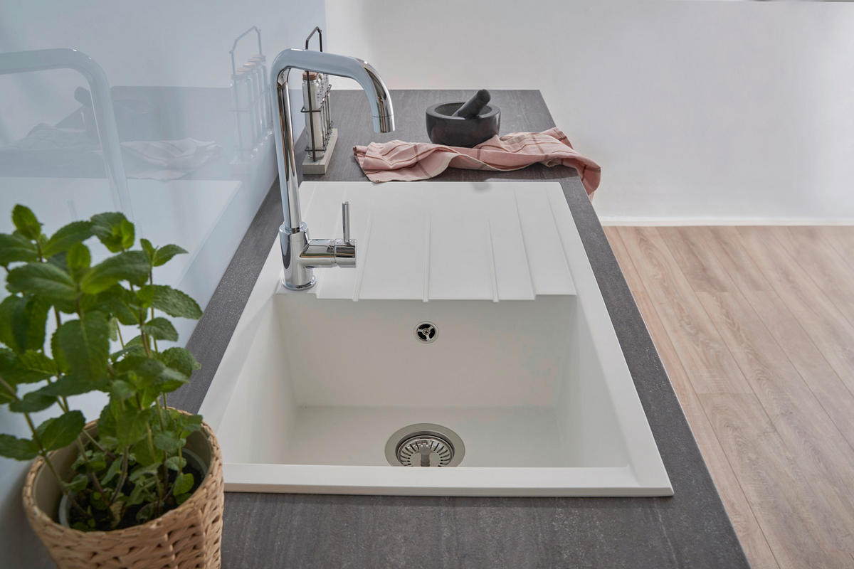 Respekta Einbauspüle Houston 80 x 50 W weiß Mineralite B/H/T: ca. 80x21x50 cm Houston 80 x 50 W - weiß (80,00/21,00/50,00cm) - Respekta