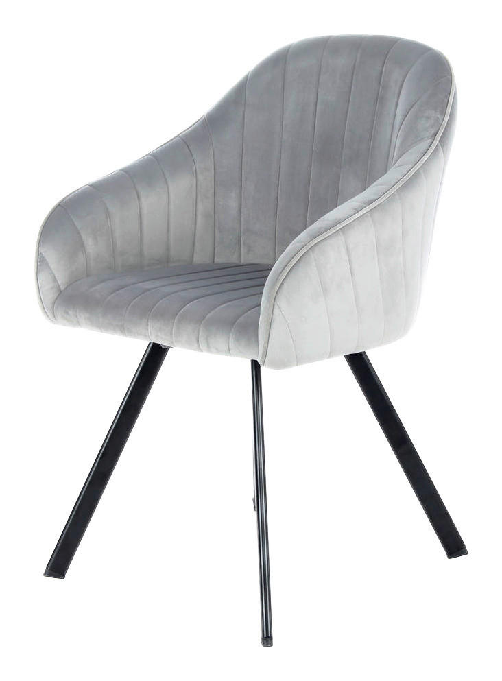 Stuhl Jodie 100 2er silber Microfaser B/H/T: ca. 56x86x59 cm Jodie 100 2er - schwarz/silber (56,00/86,00/59,00cm) - 360 Living