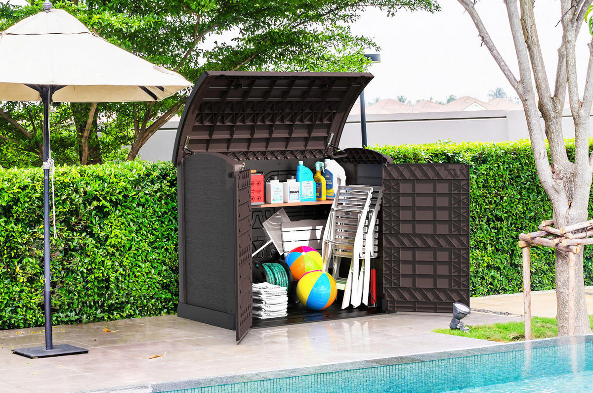 VCM Mülltonnenbox 2er StoreAway braun Kunststoff B/H/L: ca. 145x125x83 cm StoreAway - braun (83,00/145,00/125,00cm) - VCM