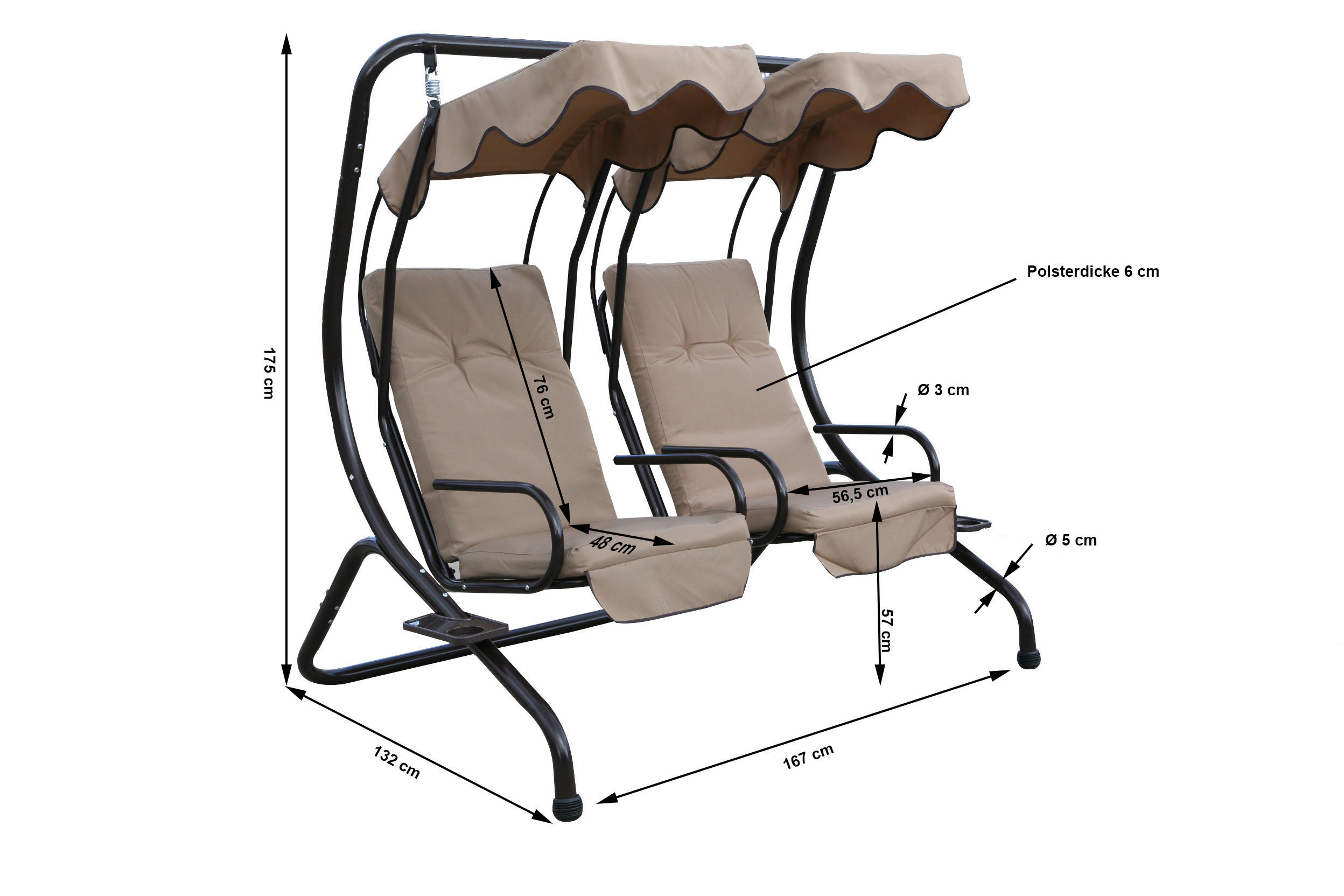 Grasekamp Hollywoodschaukel beige Stahl ...