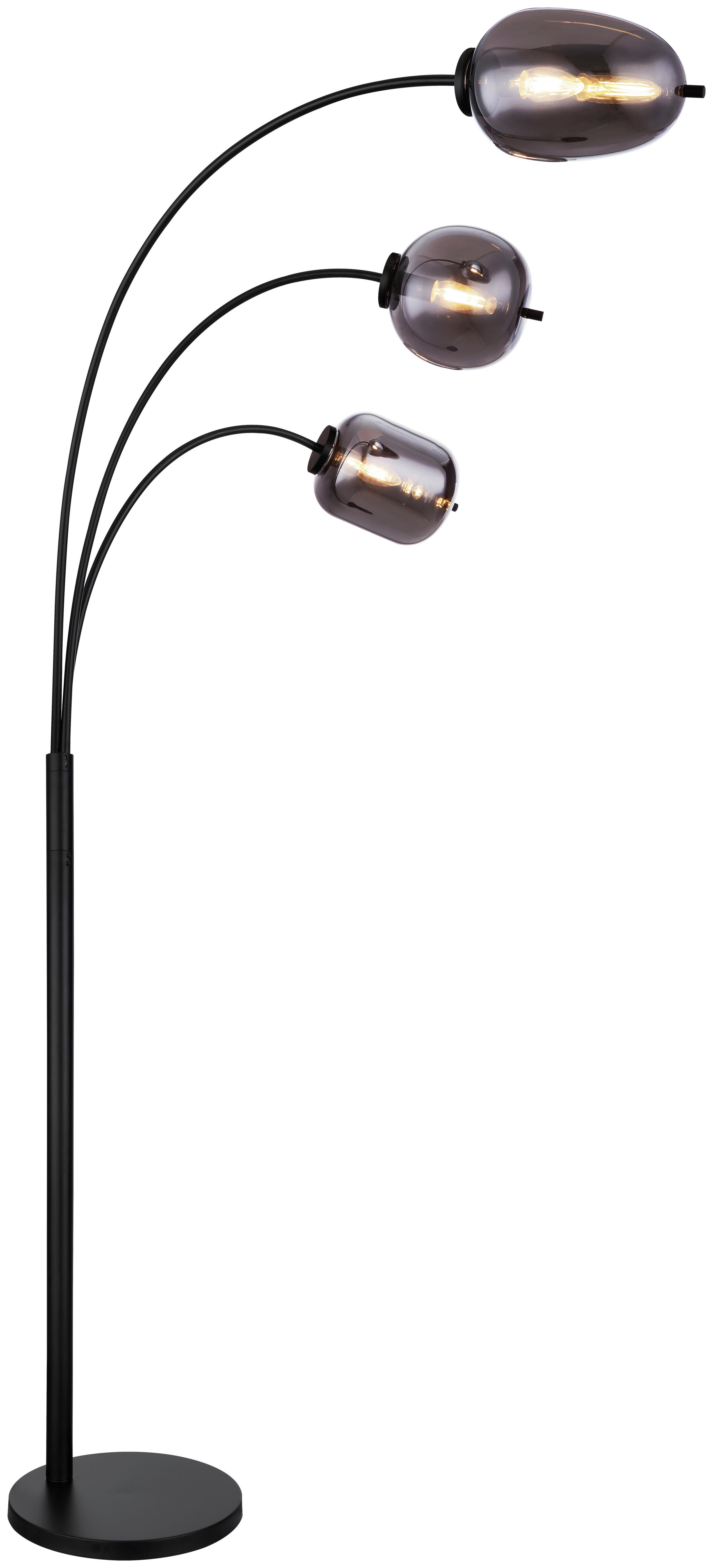 GLOBO Stehleuchte mattschwarz Metall Glas B/H/T: ca. 60x175x80 cm 3 Brennstellen 15345-3S - mattschwarz (60,00/175,00/80,00cm) - GLOBO