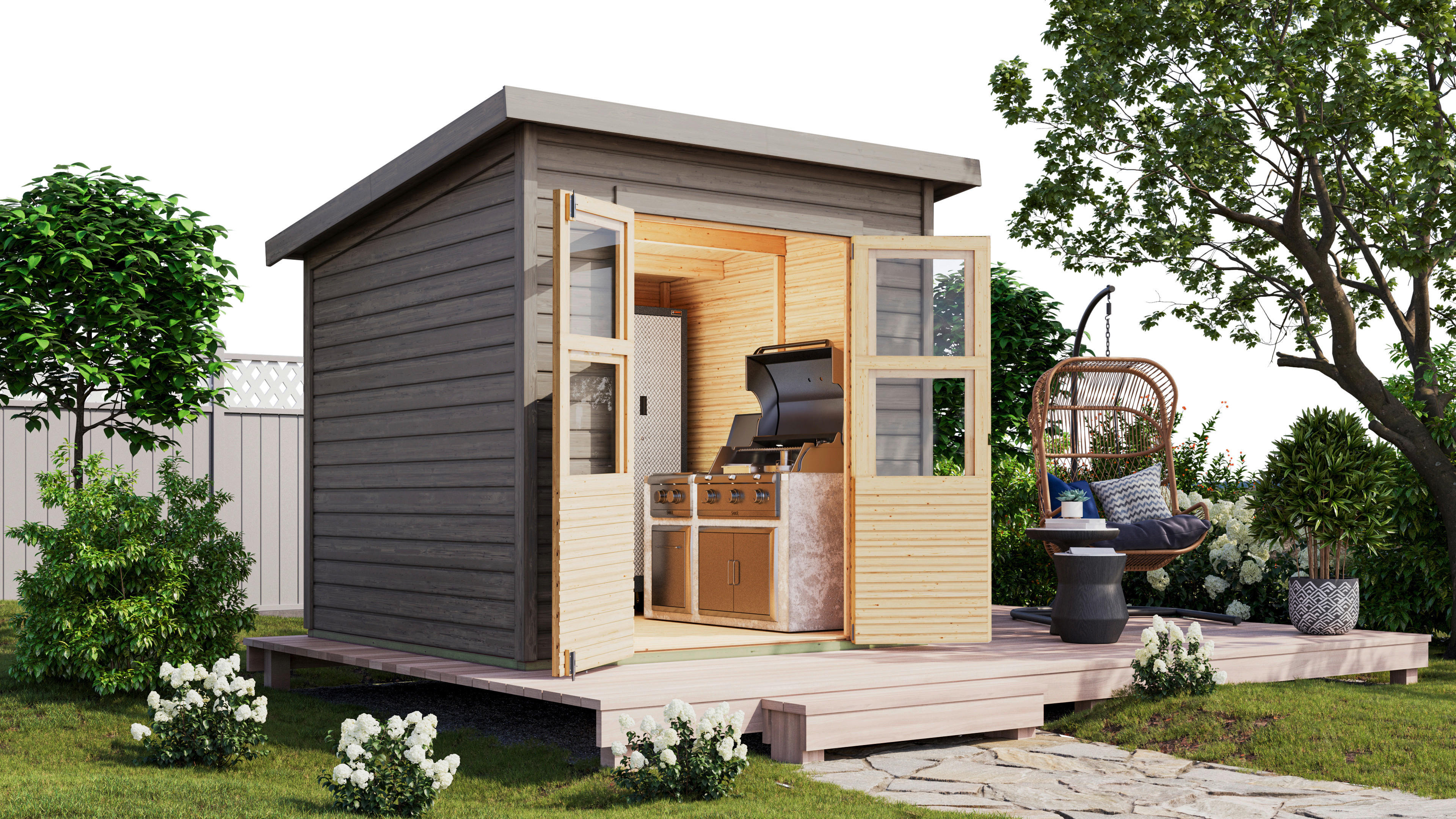 Karibu Gartenhaus Tony 1 grau B/H/L: ca. 214x219x210 cm Tony 1 - grau (210,00/214,00/219,00cm) - Karibu