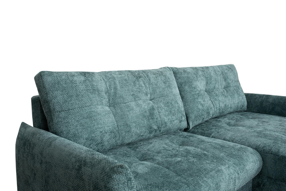 Ecksofa Polis lagunen blau Microfaser B/H/T: ca. 221x94x142 cm Polis - lagunen blau/schwarz (221,00/94,00/142,00cm)