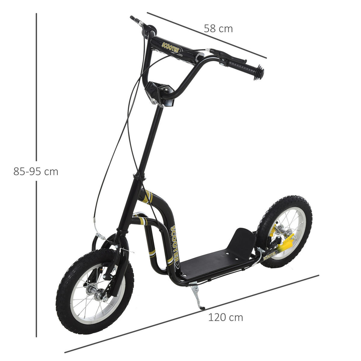HOMCOM Tretroller schwarz Tretroller - schwarz (120,00/58,00/85,00cm) - HOMCOM