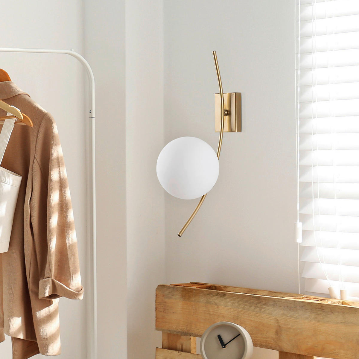 Opviq Wandleuchte gold Metall B/H/L: ca. 25x44x15 cm E27 1 Brennstellen Hilal - gold (15,00/25,00/44,00cm) - Opviq