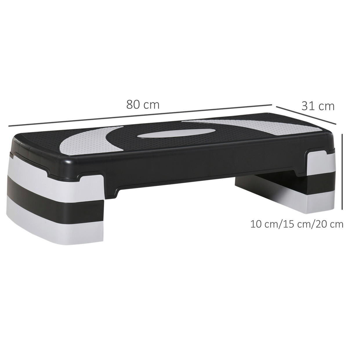 HOMCOM Steppbrett schwarz Kunststoff B/H/L: ca. 31x20x80 cm Steppbrett - schwarz/grau (80,00/31,00/20,00cm) - HOMCOM