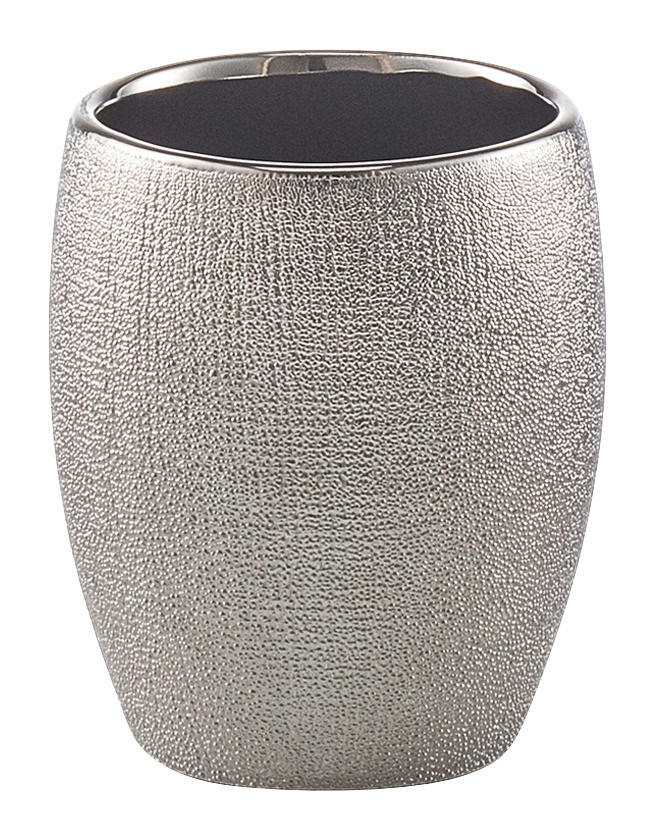 Zahnputzbecher Glitter silber Steinzeug B/H/L: ca. 8x10x8 cm Glitter - silber (8,00/8,00/10,00cm) - Zeller