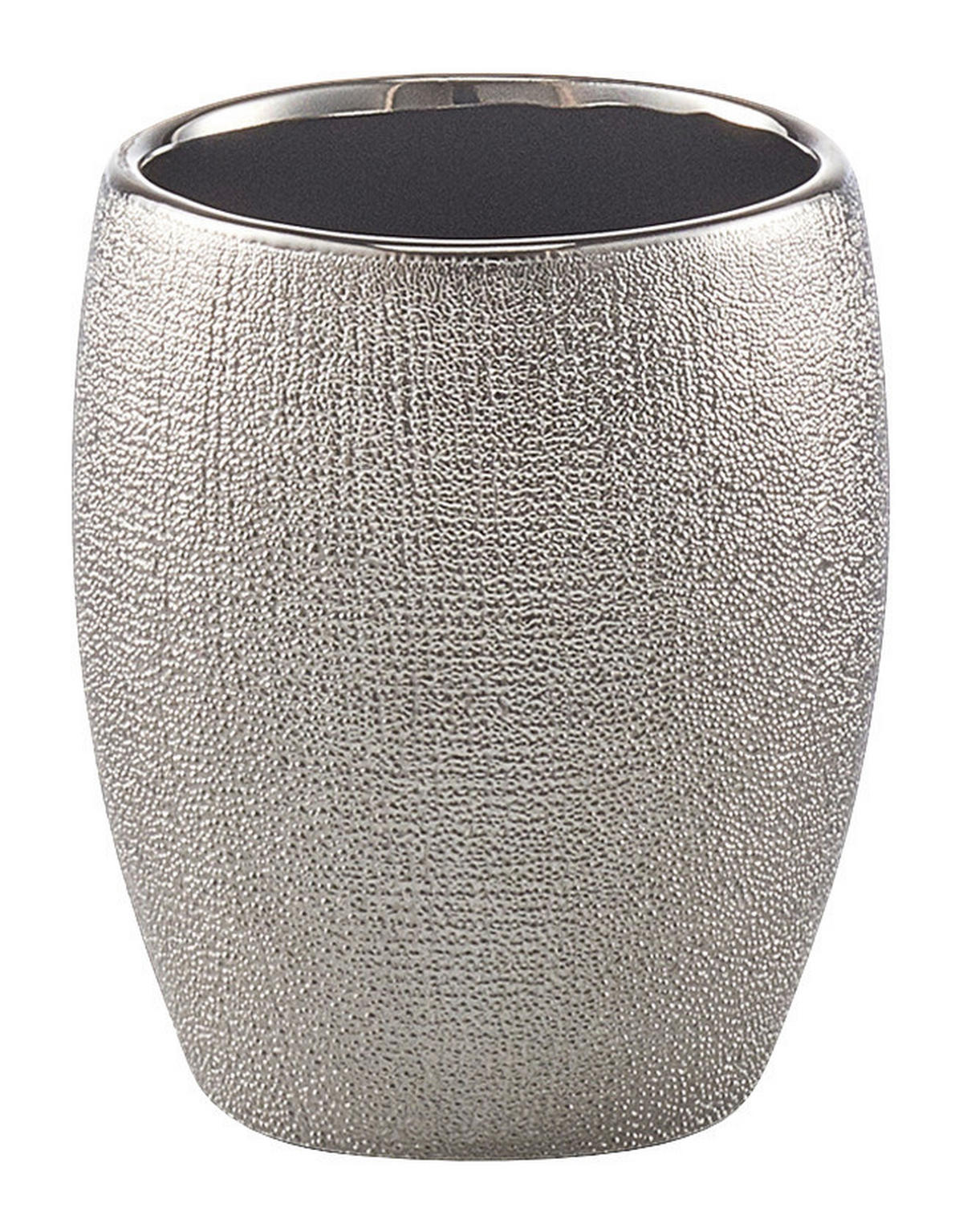 Zahnputzbecher Glitter silber Steinzeug B/H/L: ca. 8x10x8 cm Glitter - silber (8,00/8,00/10,00cm) - Zeller