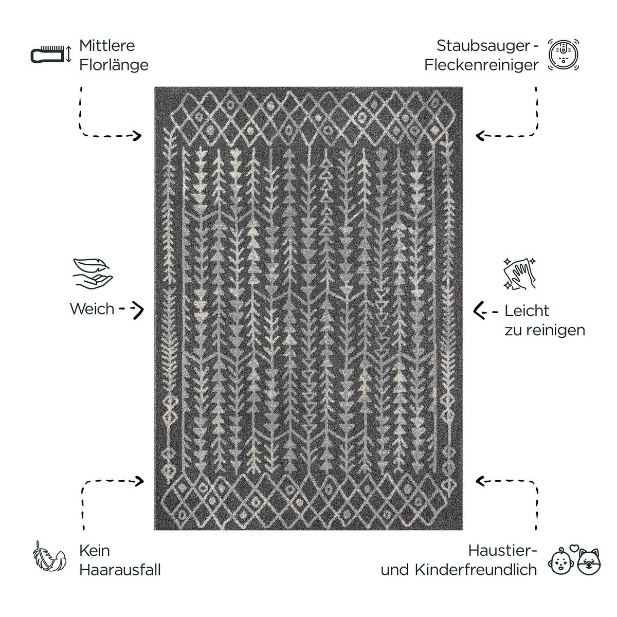 Sanat Teppich anthrazit B/L: ca. 340x240 cm Teppich_Boho_8204_240x340 - anthrazit (340,00/240,00cm) - Sanat