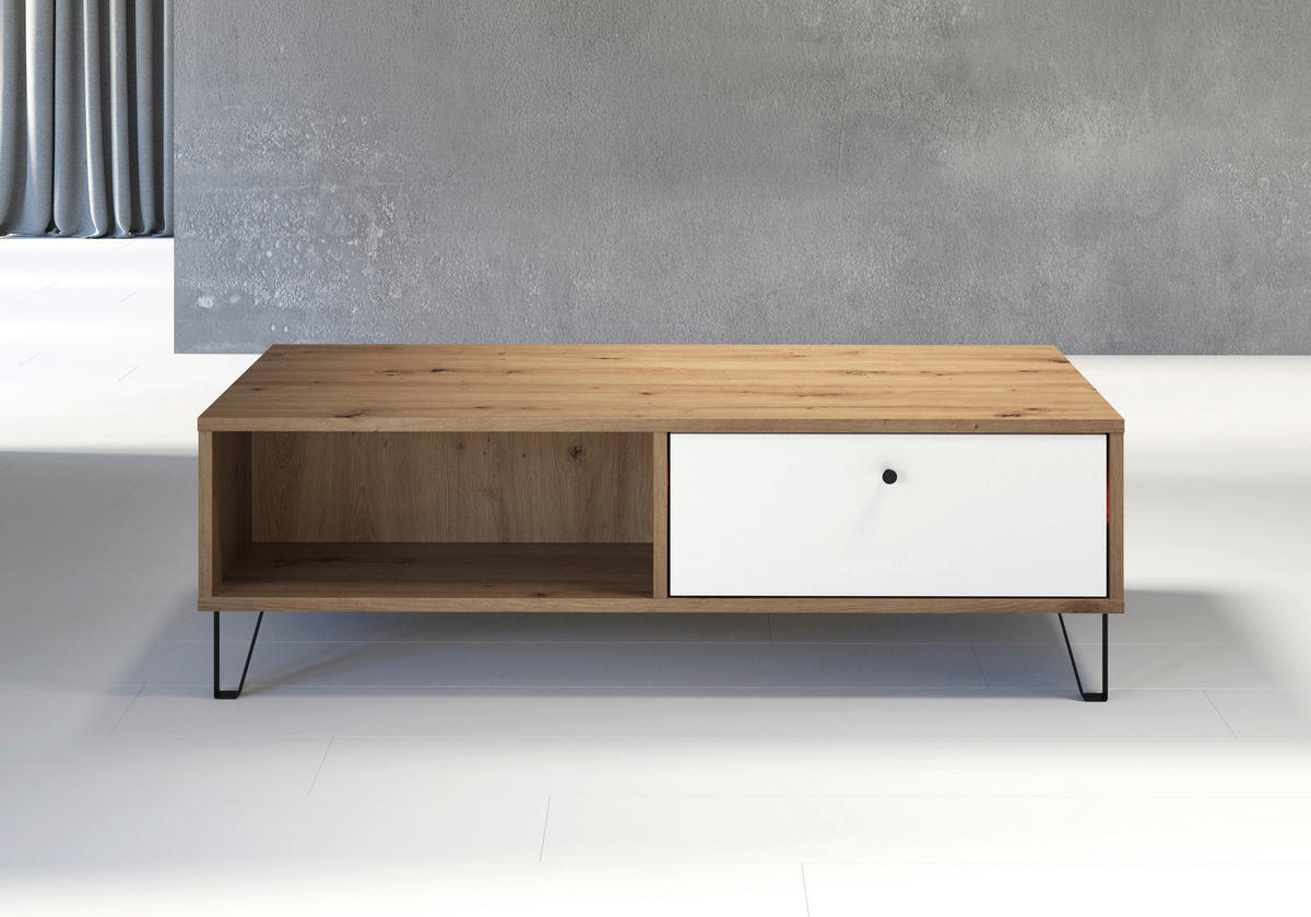 TV-Lowboard Touch Eiche Artisan Nachbildung weiß matt B/H/T: ca. 110x37x60 cm Touch - Eiche/weiß (110,00/37,00/60,00cm) - Trendteam