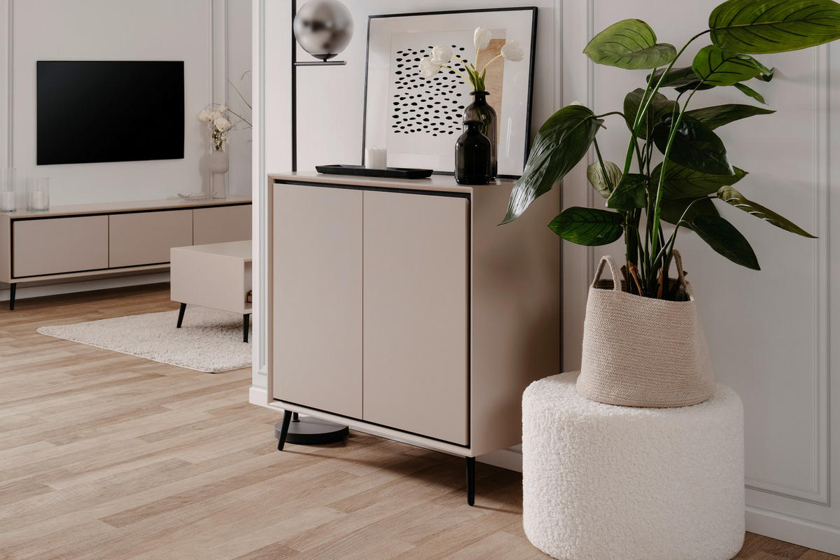 Kommode Arona sand schwarz B/H/T: ca. 90x90x38 cm Arona - sand/schwarz (90,00/90,00/38,00cm)