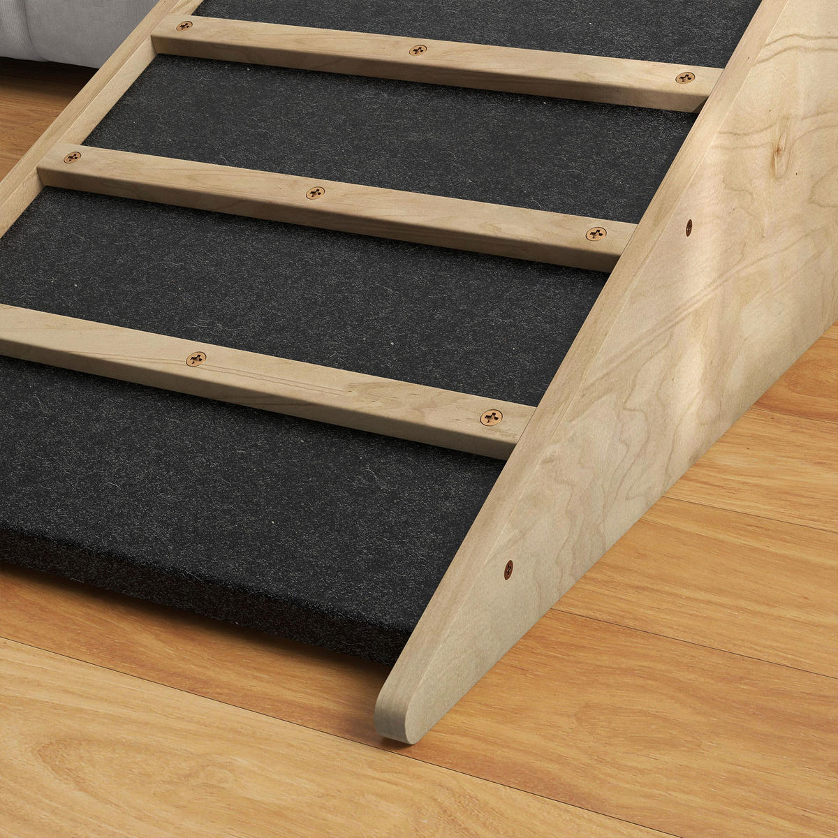 PawHut Haustierrampe natur Holz B/H/L: ca. 40x90x45 cm Haustierrampe - natur/grau (45,00/40,00/90,00cm) - PawHut
