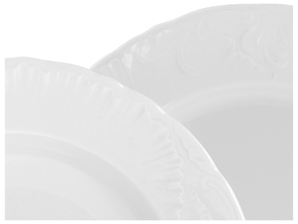 CreaTable Tafelservice Rokoko weiß Porzellan 12 tlg. Rokoko - weiß - CreaTable