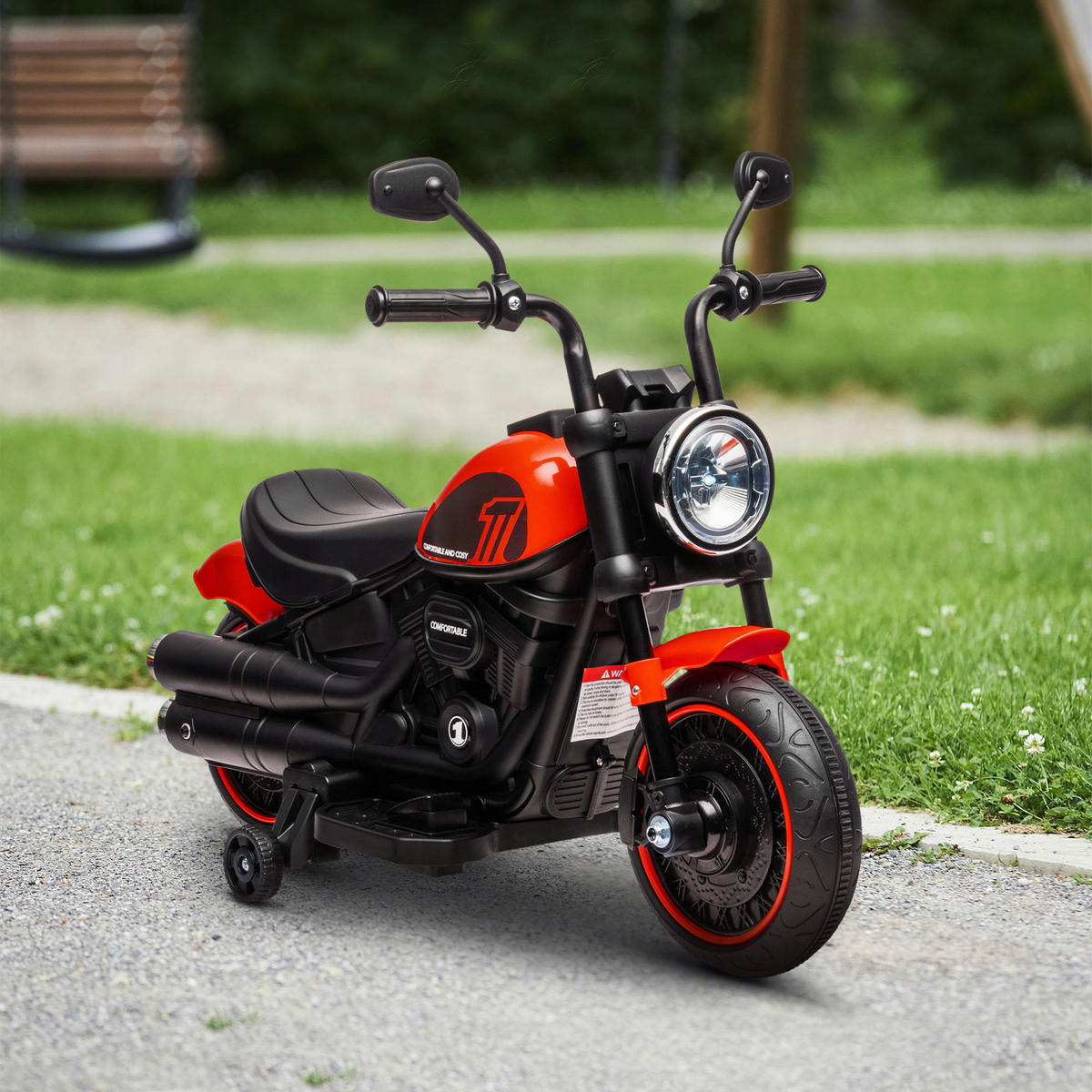 HOMCOM Kinder-Elektromotorrad schwarz B/H/L: ca. 42x57x76 cm Kinder-Elektromotorrad - rot/schwarz (76,00/42,00/57,00cm) - HOMCOM