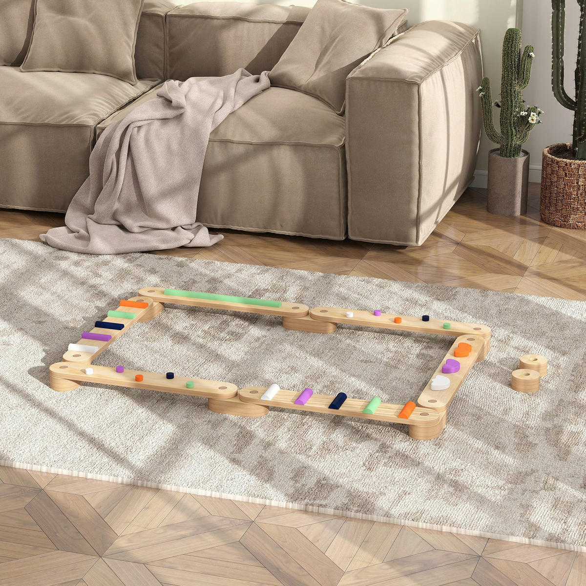 AIYAPLAY Kinder Balancierbalken B/H/L: ca. 115x8,5x130 cm Kinder Balancierbalken - multicolor (130,00/115,00/8,50cm) - AIYAPLAY
