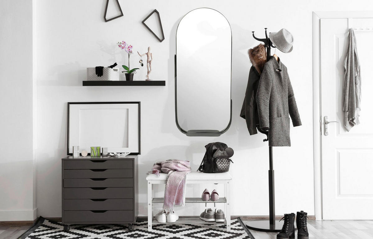 Wandspiegel schwarz Metall B/H/T: ca. 51x114x8 cm Wandspiegel - schwarz (51,00/114,00/8,00cm) - Wohnling