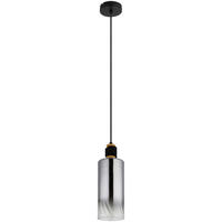 GLOBO Pendelleuchte mattschwarz braun Rauch Metall Holz Glas H/D: ca. 150x12 cm E27 1 Brennstellen Osborne - braun/mattschwarz (12,00/150,00cm) - GLOBO