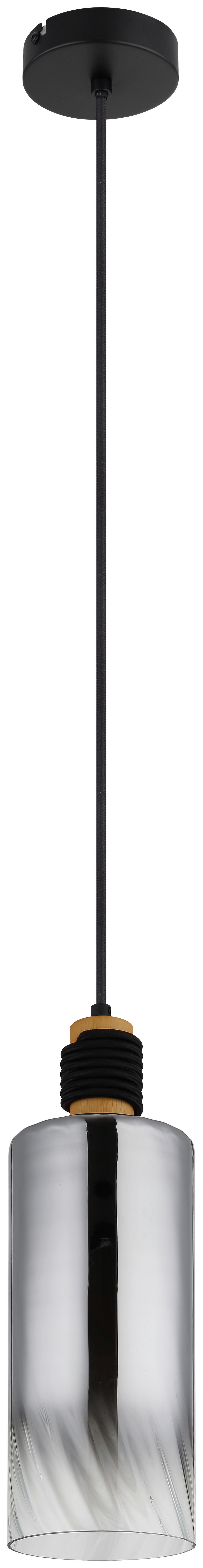 GLOBO Pendelleuchte mattschwarz braun Rauch Metall Holz Glas H/D: ca. 150x12 cm E27 1 Brennstellen Osborne - braun/mattschwarz (12,00/150,00cm) - GLOBO