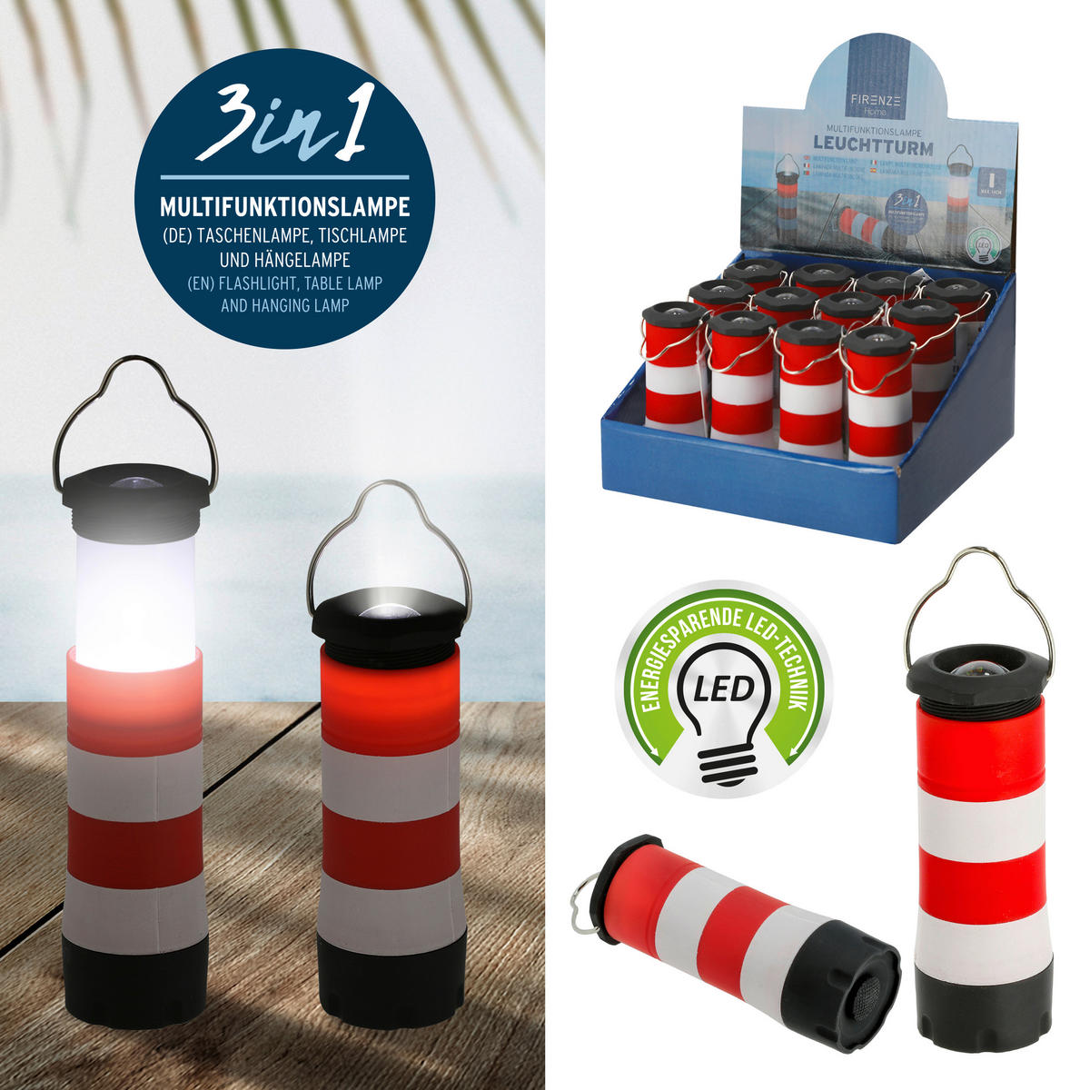 Taschenlampe Taschenlampe_Leuchtturm - bunt (3,50/3,50/10,00cm)