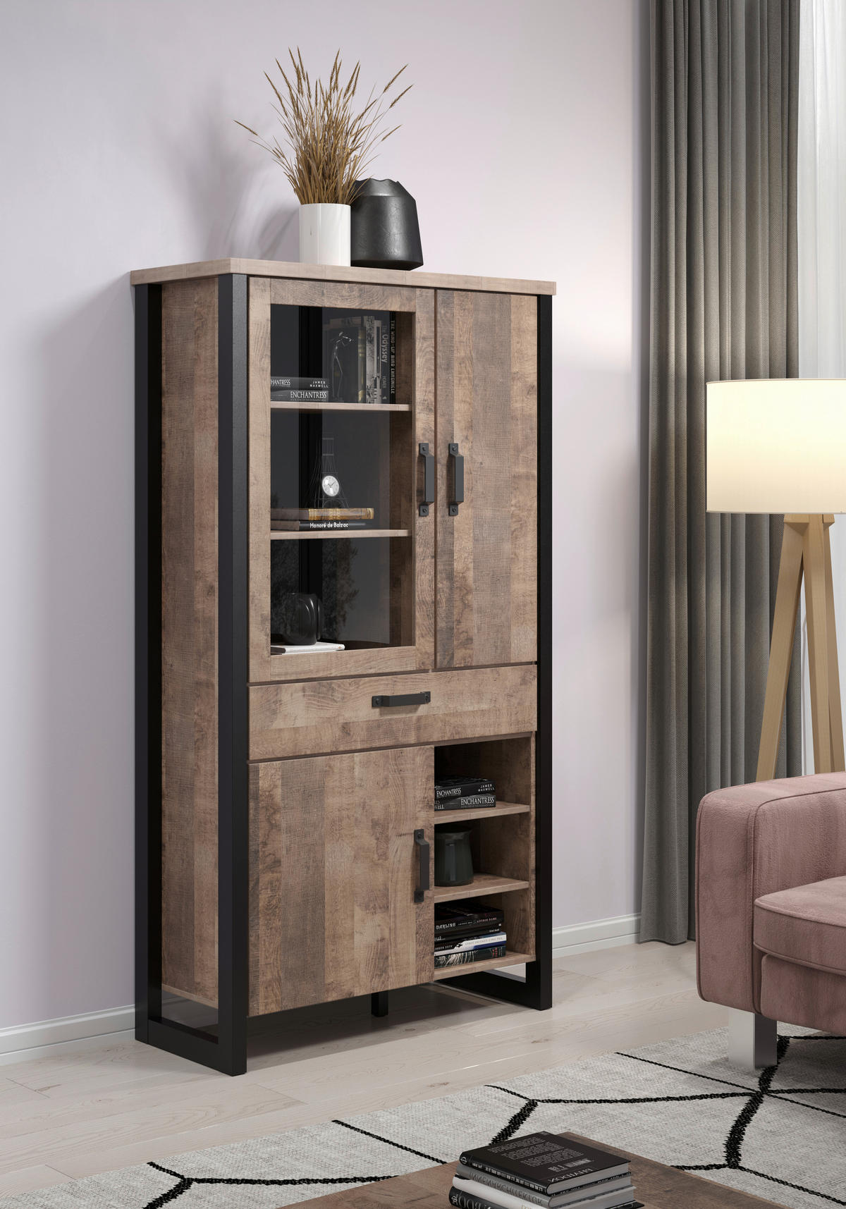 Stauraumelement Emile Eiche Tabak Nachbildung B/H/T: ca. 106x195x45 cm Emile - Eiche (106,00/195,00/45,00cm) - Trendteam