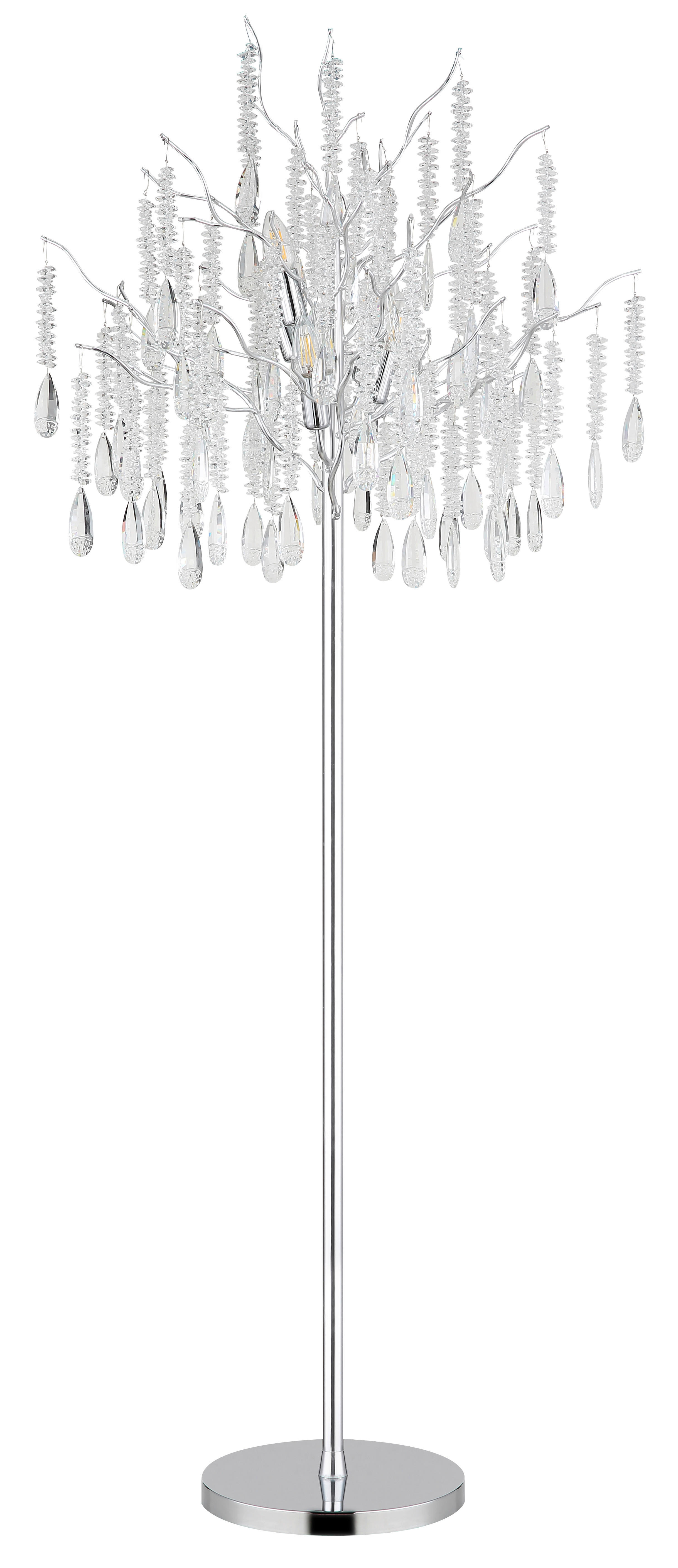 GLOBO Stehleuchte klar silber Glas Metall H/D: ca. 165x55 cm E14 5 Brennstellen Kinga - klar/silber (55,00/165,00cm) - GLOBO