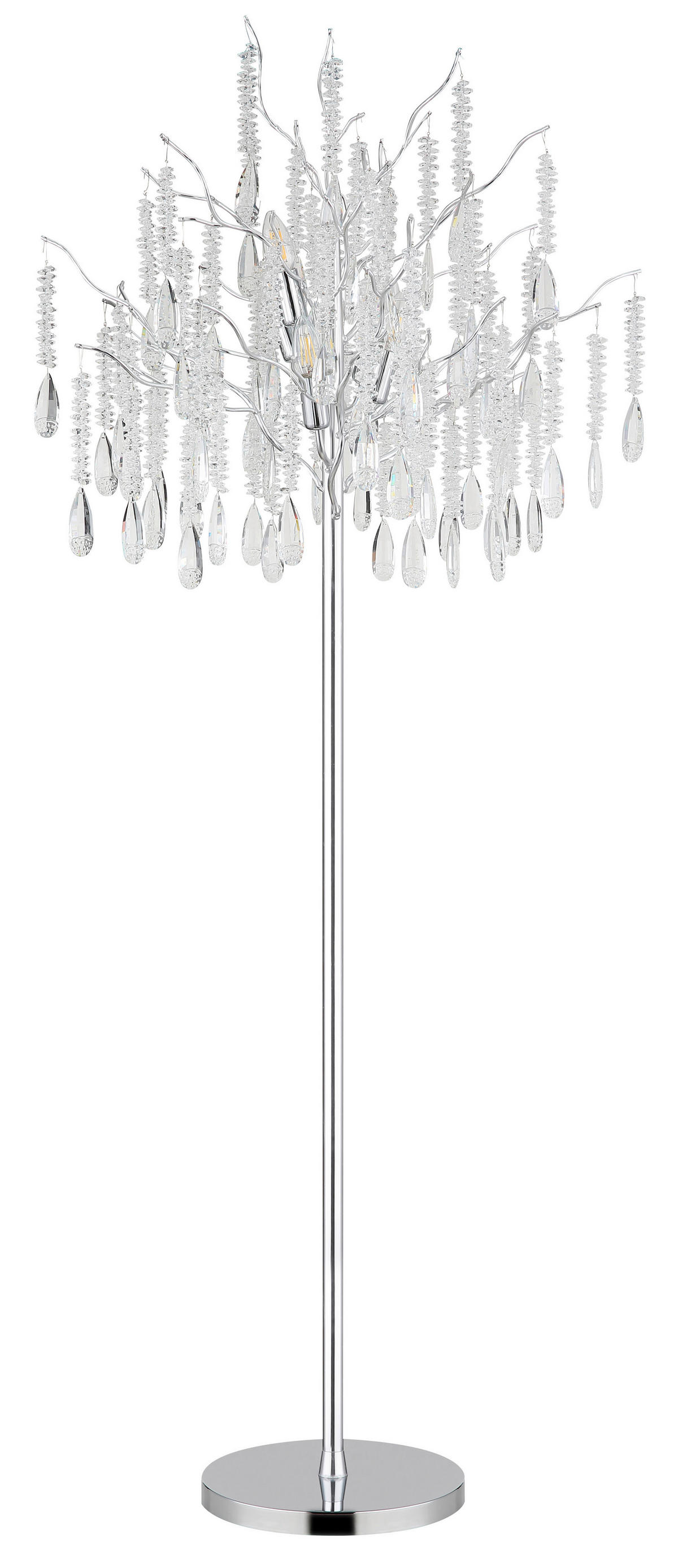 GLOBO Stehleuchte klar silber Glas Metall H/D: ca. 165x55 cm E14 5 Brennstellen Kinga - klar/silber (55,00/165,00cm) - GLOBO