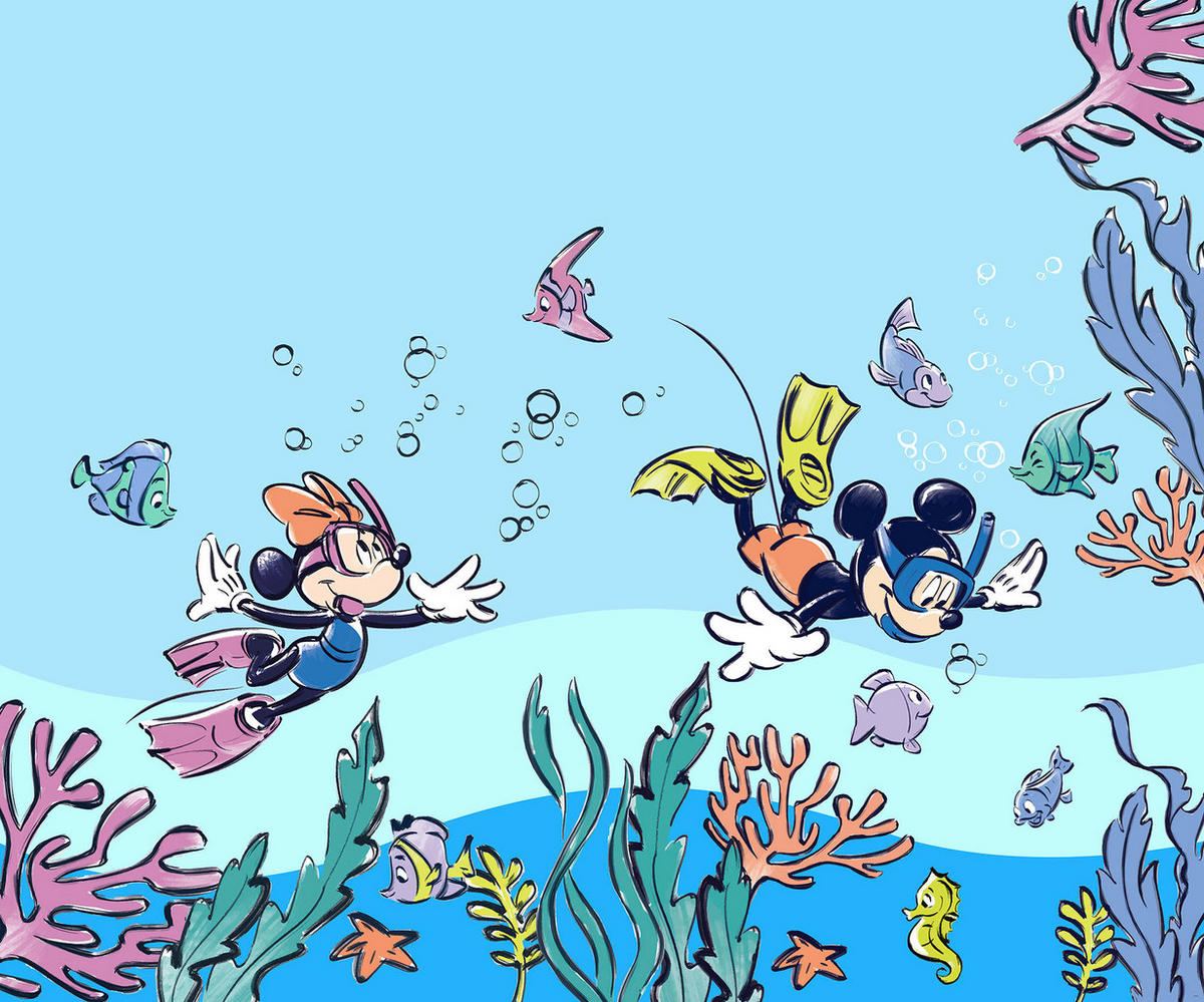 Komar Fototapete Mickey & Minnie Coral Reef B/L: ca. 300x250 cm Mickey & Minnie Coral Reef - (300,00/250,00cm) - Komar