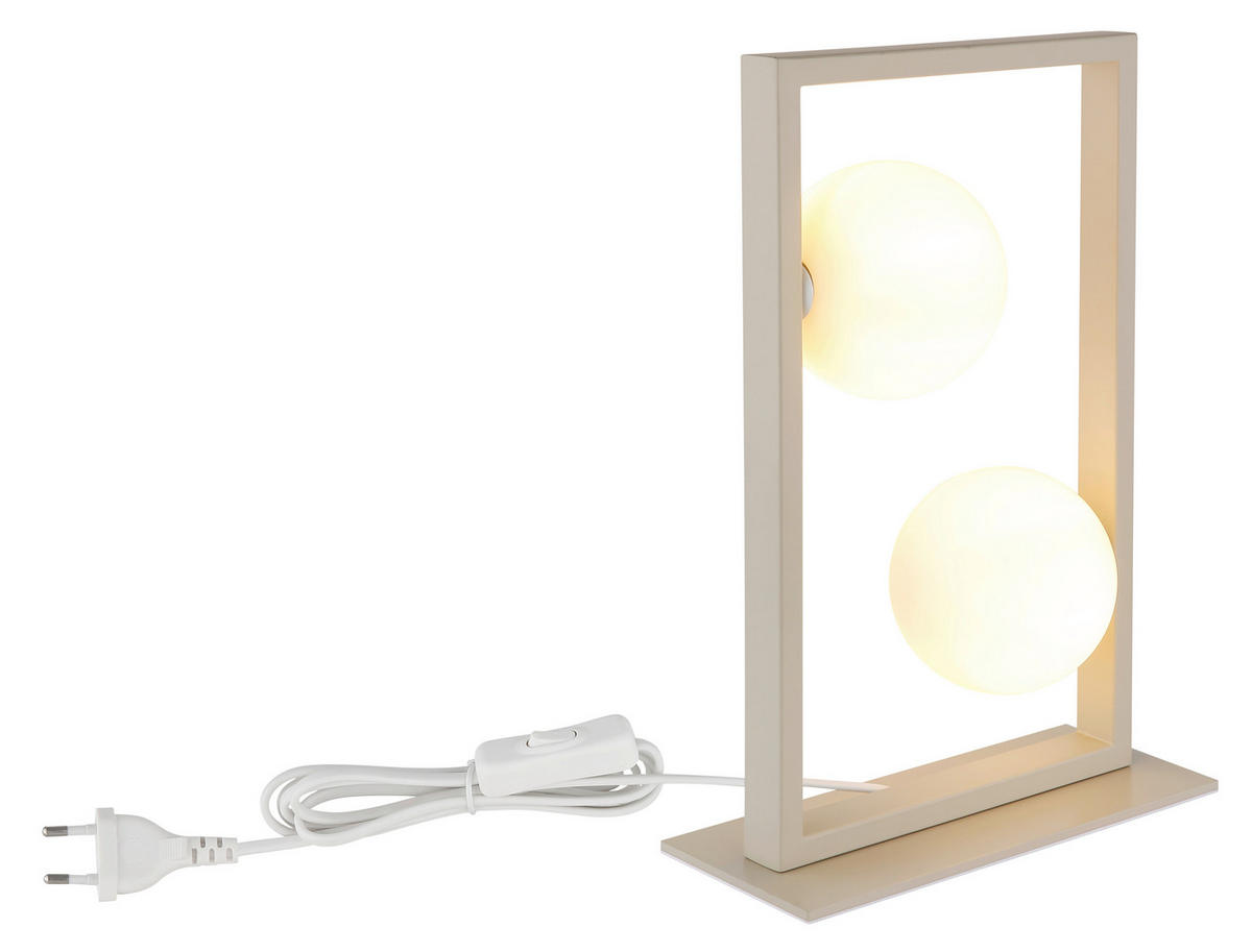 GLOBO Tischleuchte sand mattschwarz creme Glas Metall B/H/L: ca. 12x40x28 cm G9 2 Brennstellen NANDA - sand/creme (28,00/12,00/40,00cm) - GLOBO