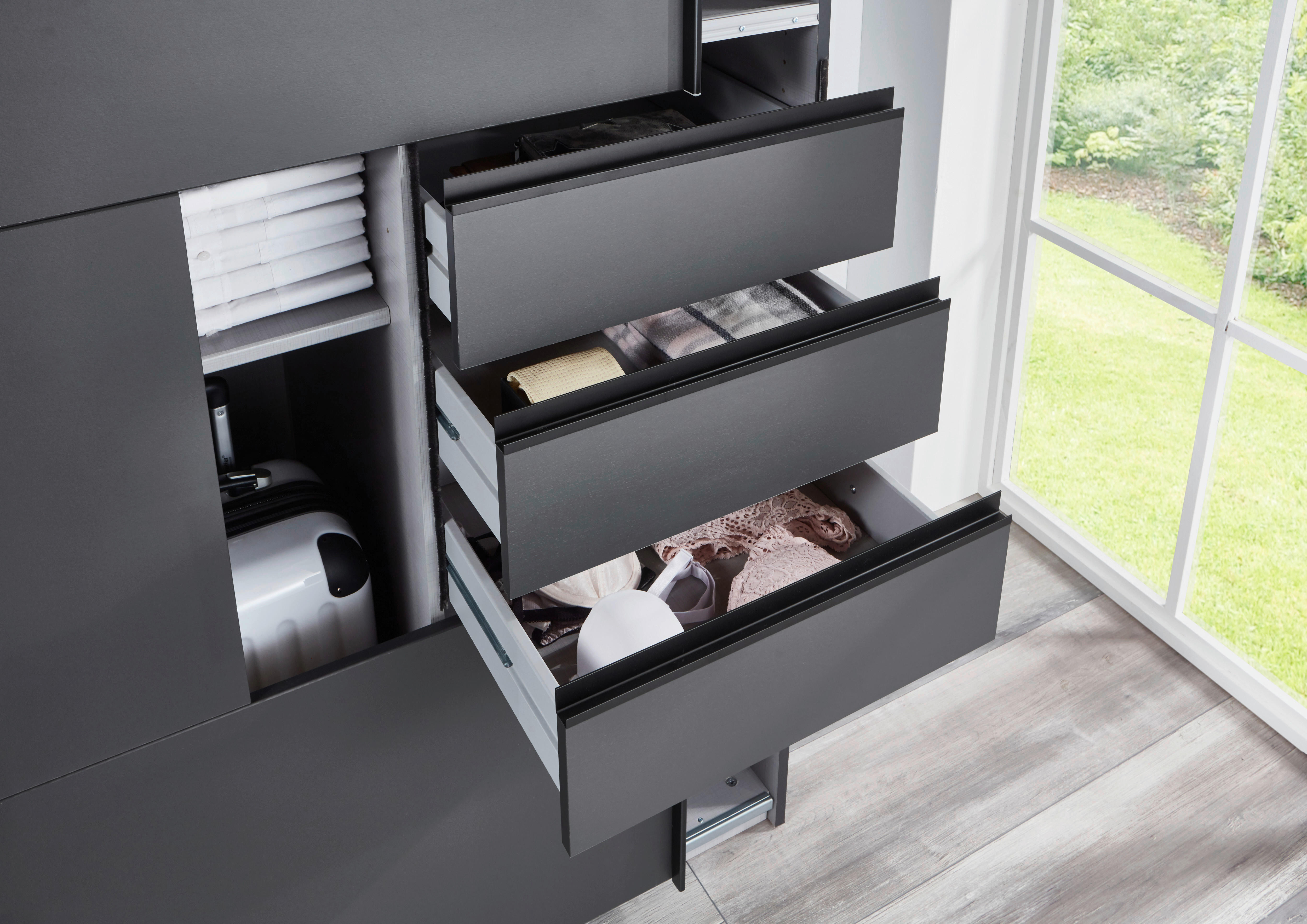 Schwebetürenschrank Saigon Graphit B/H/T: ca. 270x210x64 cm Saigon - Graphit/schwarz (270,00/210,00/64,00cm)