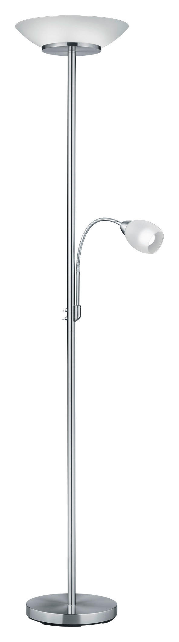Reality Deckenfluter R40063107 nickel matt weiß Metall Glas H/D: ca. 180x34 cm E27 2 Brennstellen Deckenfluter_Gerry - weiß/nickel matt (34,00/180,00cm) - Reality